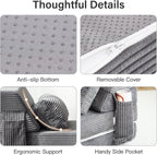 Folding Sofa Bed with Pillow, Convertible Sleeper Chair, Comfy Floor Futon Couch Mattress Lounge Lounge Sofa for Adults Portable Fold Out Chair Bed for Living Room Bedroom, Single, Gray