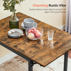 VASAGLE Folding Dining Table, Kitchen Table, Drop Leaf Extendable Table for Small Spaces, Seats 2-4 People, Industrial, Rustic Brown and Black UKDT077B01