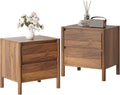 CHUWELL Mid Century Nightstand Set of 2 - Bedside Table with 2 Drawers and 4 Sturdy Solid Wood, End Table for for Bedroom (Walnut)