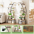 Plant Stand Indoor with Grow Lights  9 Tiered Metal Plant Shelf  64" Tall Plant Stand for Indoor Plants Multiple  Large Plant Rack Display Shelf  Curved Plant Holder for Living Room  Patio