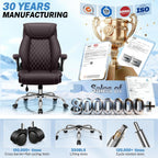 Office Chair, Big and Tall Ergonomic Desk Chair, Executive Leather Computer Chair with Adjustable Lumbar Support, Comfy Gaming Chair with Flip Up Arms, Swivel PC Chair with Rocking Function, Coffee