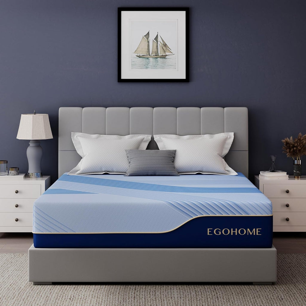 EGOHOME 12 Inch Queen Mattress in a Box, Copper Gel Memory Foam for Cool Sleep, Fiberglass-Free, Pressure Relieving, Medium Firm, CertiPUR-US Certified, 80''L x 60''W