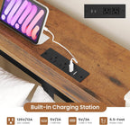 VIAGDO Bunk Bed Twin Over Twin with 5 Storage Drawers, Twin Bunk Beds with Charging Station and Lights, L-Shaped Metal Bunk Bed with Shelves, Bedside Pocket, Guardrail & Ladder for Kids, Teens, Black