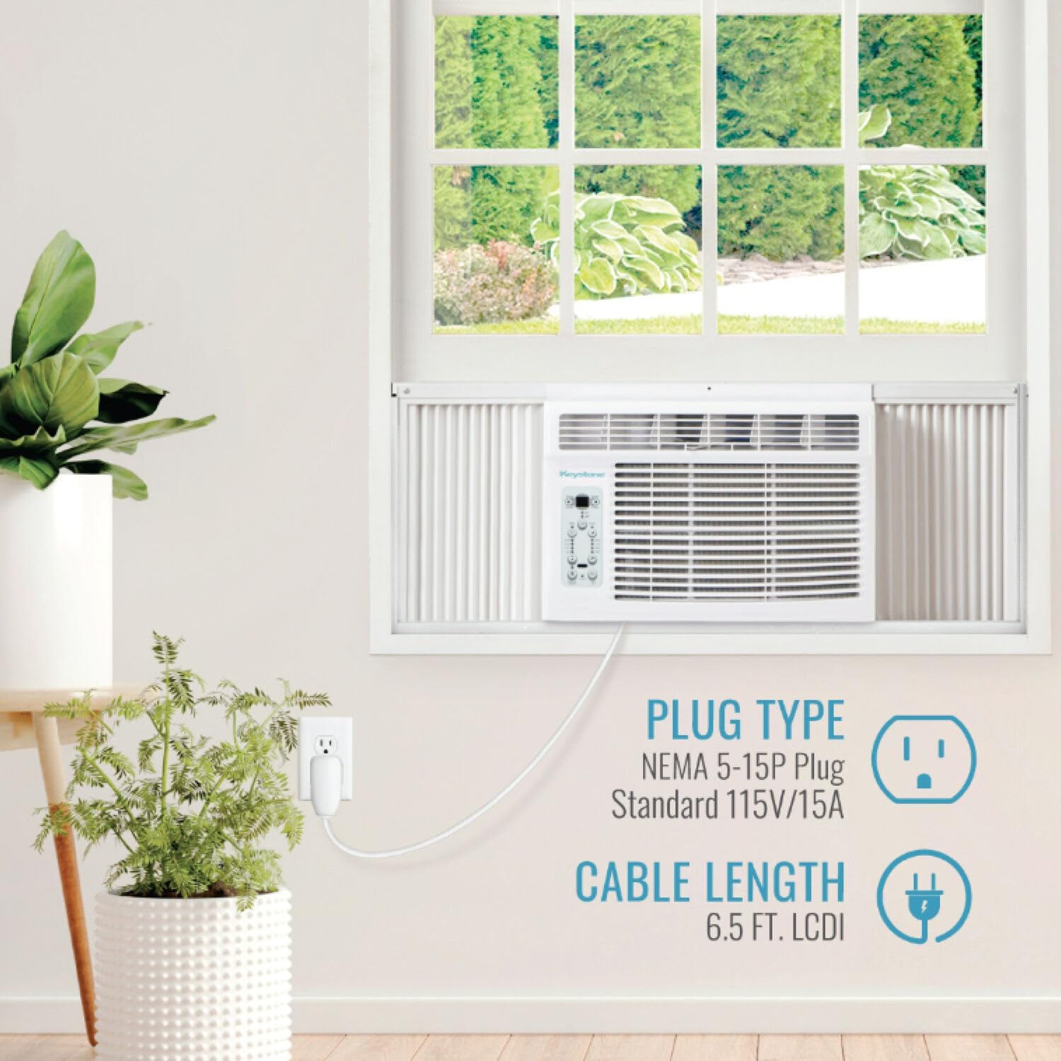 Keystone 14,000 BTU Window Air Conditioner and Dehumidifier, Window Unit Air Conditioners for Apartment, Living Room, Garage, and Medium to Large Rooms up to 650 Sq.Ft., Window AC Unit with Remote