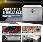 Underbody Truck Box, 24'' D x 17.7"W x 18.1"H Pickup Storage Box, Heavy Duty Aluminum Diamond Plate Tool Box with Lock and Keys, Waterproof Trailer Storage Box with T-Handle Latch - Silver