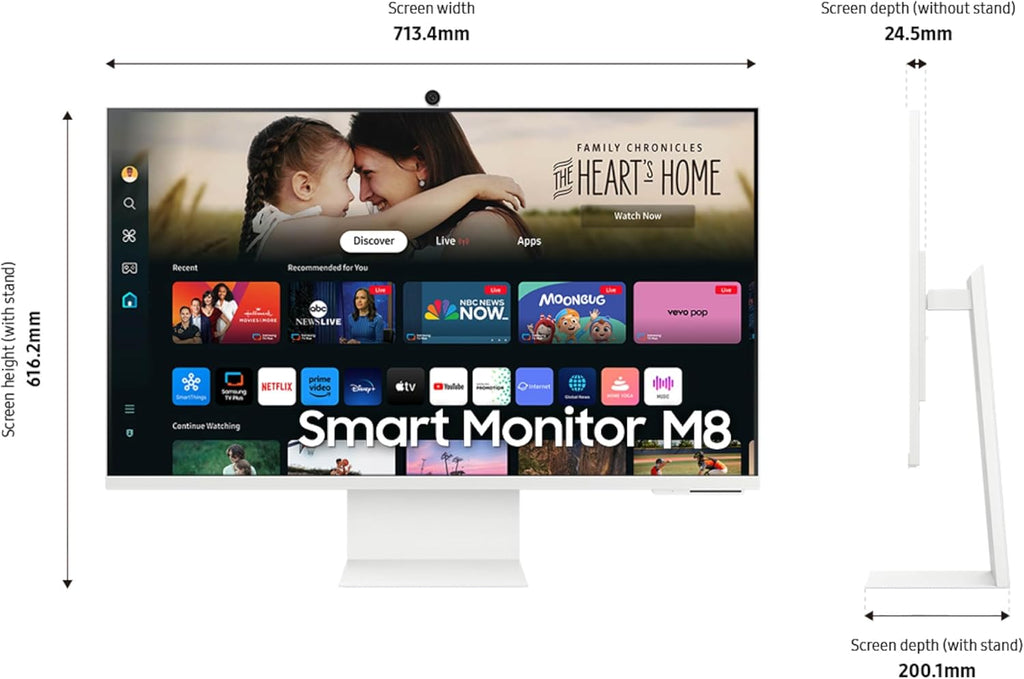 SAMSUNG 32-Inch M8 (M80D) Series 4K UHD Smart Monitor with Streaming TV  Speakers  HDR10+  AI Upscaling  USB-C  Ergonomic Stand  SlimFit Camera  Gaming Hub  LS32DM801UNXZA  2024