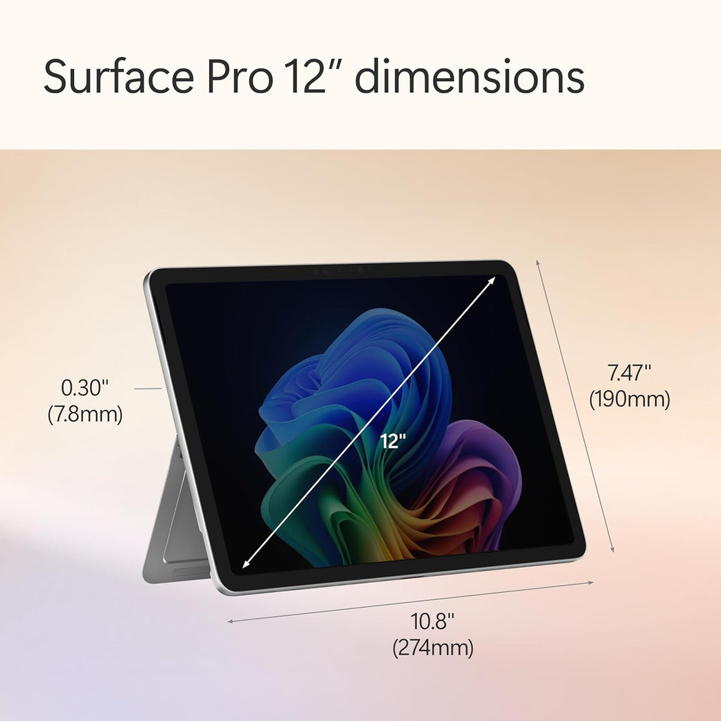 Microsoft Surface Pro 2-in-1 Laptop/Tablet (2025)  Windows 11 Copilot+ PC  12" Touchscreen Display  Snapdragon X Plus (8 Core)  16GB RAM  256GB Storage  Platinum