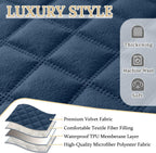 HDCAXKJ 100% Waterproof Velvet Recliner Sectional Couch Covers L Shaped Corner Reclining Sofa Cover Washable Thick Non Slip Sectional Slipcover with Pockets (5 Seat and 1 Middle Console, Dark Blue)