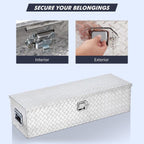 48 Inch Diamond Plate Truck Bed Tool Box with Shelf Silver