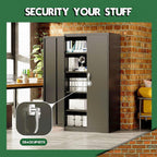 Greenvelly Metal Cabinet with Lock, 72" Metal Storage Cabinet with 2 Doors and Adjustable 4 Shelves, Locking Cabinet for Home Office, Garage(32" W x 16" D), Black