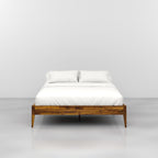 Bme Dinkee Wooden Queen Bed Frame, 15 Inch Height, Elegant Minimalist Modern Design with Japanese Joinery, Durable Wood Slats for Reliable Support, No Box Spring Required, Caramel