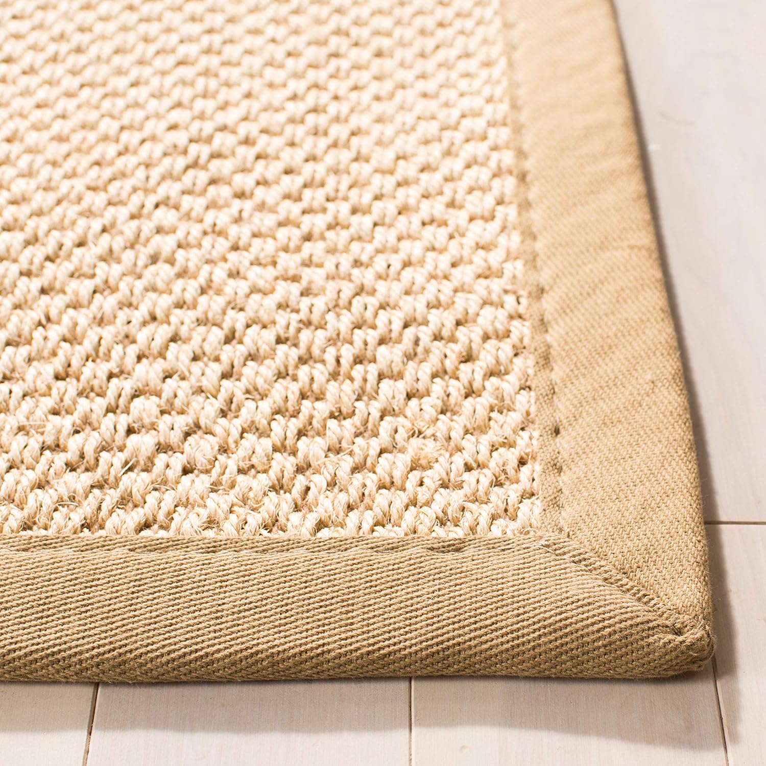 SAFAVIEH Area Rug 9x12 - Natural Fiber Collection - Large - Maize & Linen Color, Sisal, Woven Design with Border (NF141B)