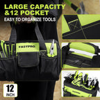 FASTPRO 232-Piece Home Tool Set with Drill, 20V Cordless Drill Driver, Household Repairing Tool Kit with Drill, 12-Inch Wide Mouth Storage Tool Bag Included, Green