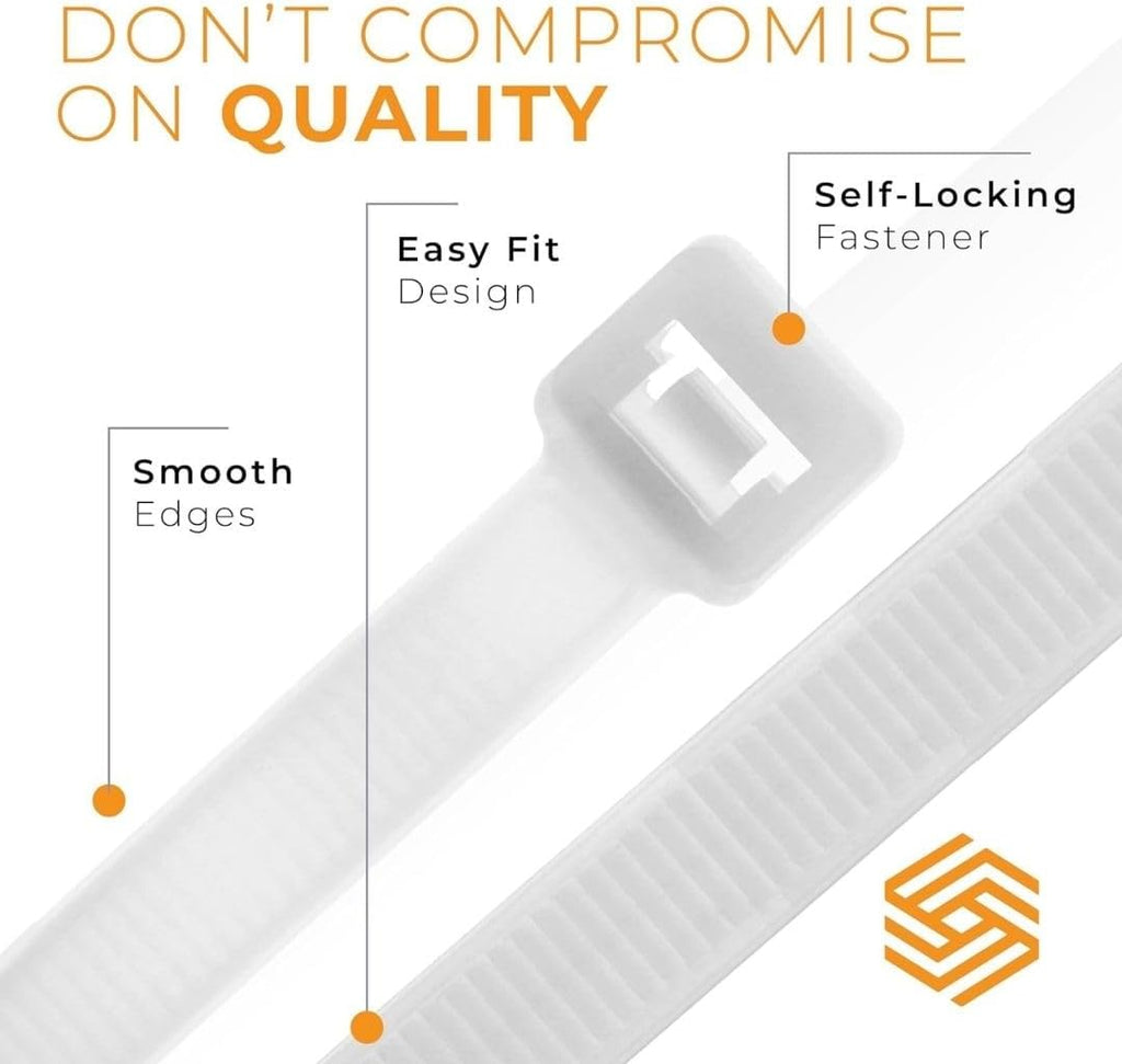 GTSE 14 Inch Silver/Gray Zip Ties  5 000 Bulk Pack  50lb Strength  UV Resistant Long Nylon Grey Cable Ties  Self-Locking 14" Tie Wraps