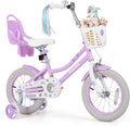 Olakids Kids Bike, 12 14 16 18 20 Inch Toddlers Bike with Doll Seat Basket Adjustable Seat and Handlebar, Handbrake and Coaster Brake, Children's Bicycle for Girls