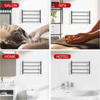 Electric Towel Warmer Rack,Heating Towel Warmer,Timer & Temperature Control,Wall-Mounted Plug-in for Bathroom, Gunmetal Grey,Stainless Steel,4-Bar(16.54x23.62x5.51in)