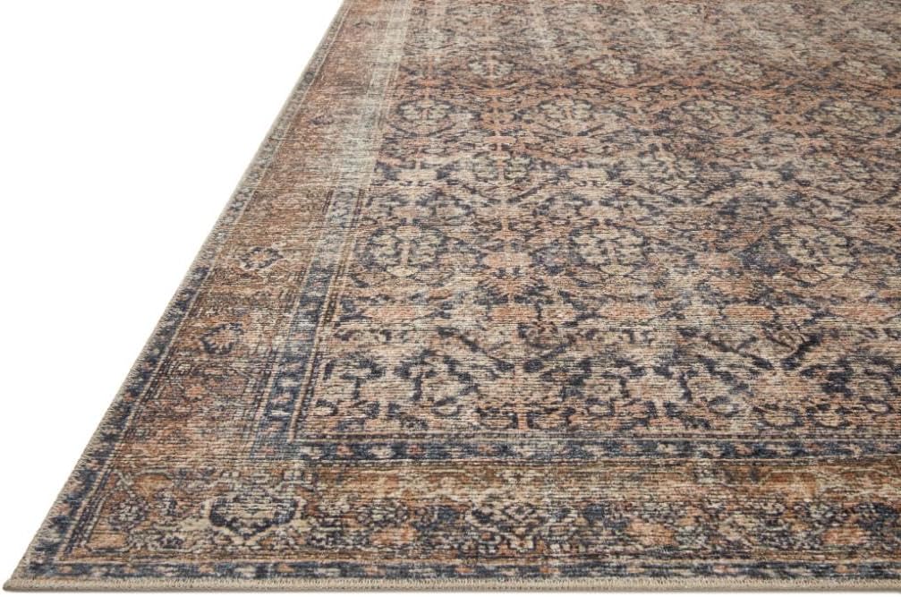 Loloi Amber Lewis Billie Collection, Ink & Salmon 7'-6" x 9'-6" Area Rug – Antique & Distressed Accent Rugs for Living Room, Bedroom, Entryway & Hallway, No Shed High Traffic Area Home Decor Rug