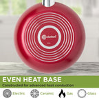 Ecolution Easy Clean Ceramic Nonstick Cookware Set, Dishwasher Safe Kitchen Pots and Pans Set, Comfort Grip Handle, Even Heating, Ultimate Food Release, 26-Piece, Red