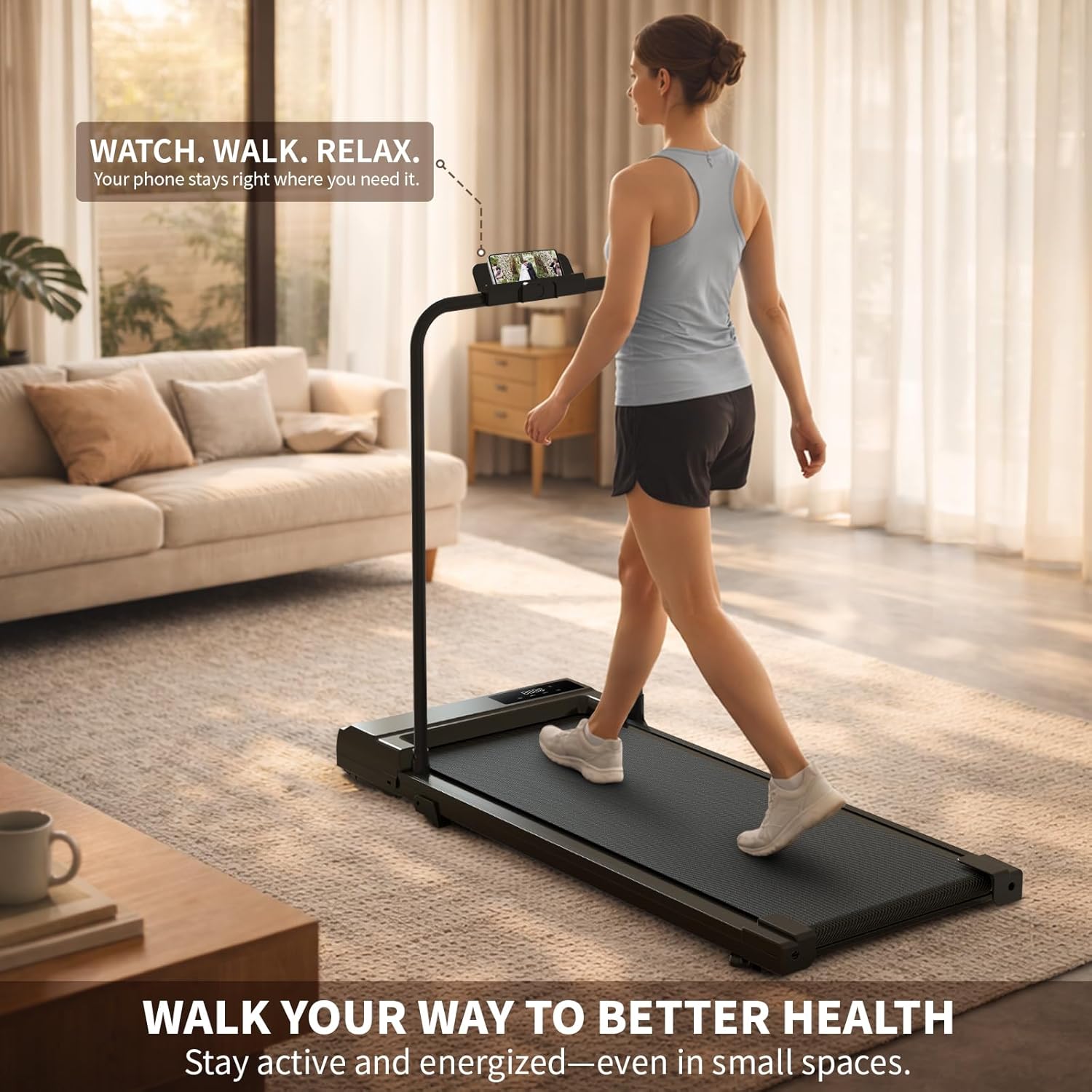 STRIDEMAX Quiet Folding Treadmill with Manual Incline, 2.5HP Under Desk Walking Pad, Basic LED Display, Shock Absorption, Space-Saving Fitness Equipment for Small Apartments - Joystride Series