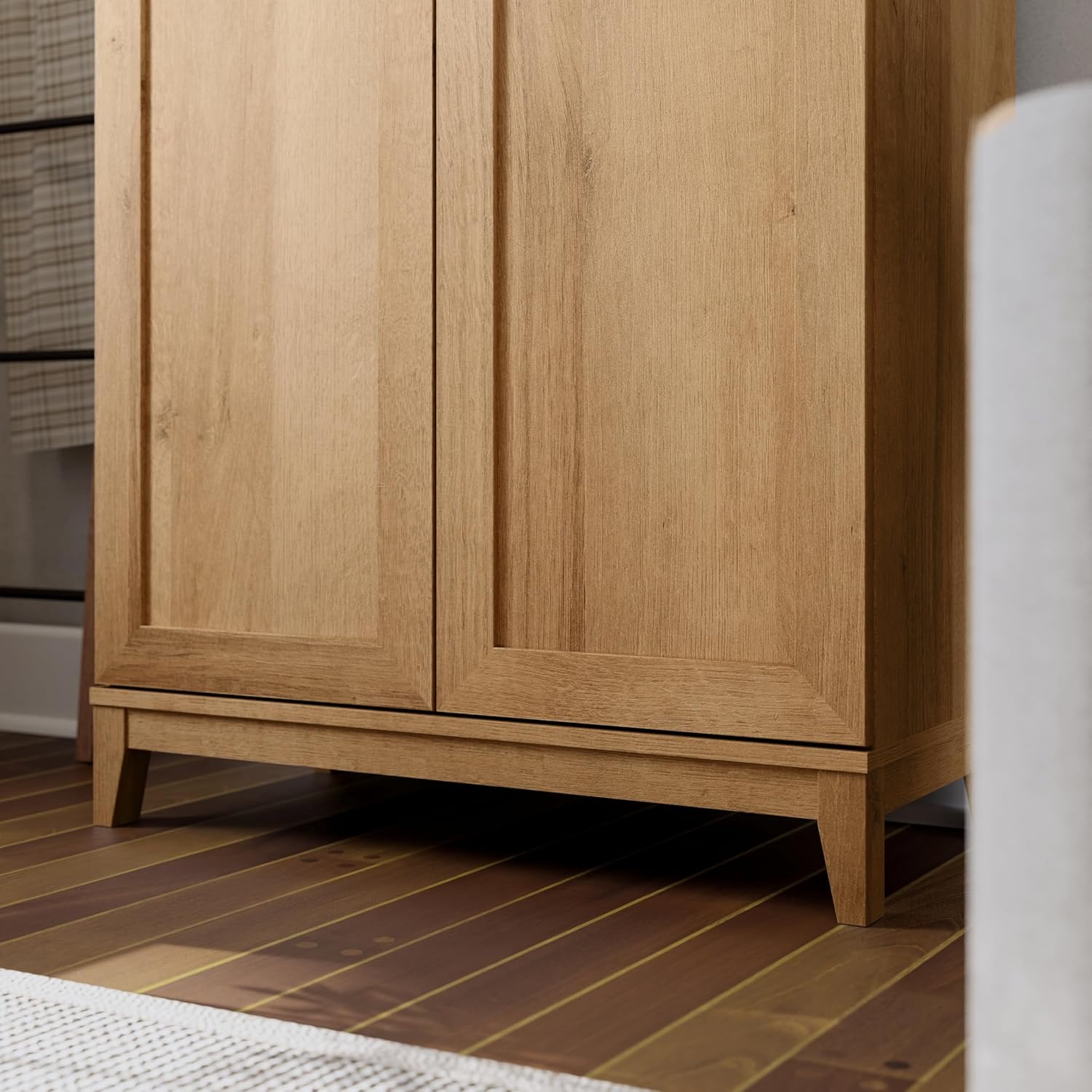 Prepac Yaletown 72" Tall Storage Cabinet with Wood Legs, Pantry Cabinet with 3 Adjustable Shelves, Bathroom, Kitchen and Home Organization in Natural Oak, 16" D x 32" W x 72" H