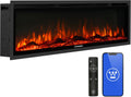 Westinghouse 50 Inch Electric Fireplace Heater, Compatible with Alexa & Google Home, Wall Mount or in-Wall Recessed Fireplace Insert, 24 Hour Timer, Color Changing Flames, 750W/1500W Indoor Heater