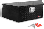 FORWODE Trailer Tongue Box 39 Inch Aluminum Tongue Tool Box Lockable Trailer Tool Chest with Gas Strut, Secure Diamond Plate Truck Tongue Tool Box for Trailer, Truck Bed, Pickup & RV Storage (Black)