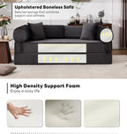 Tbfit 79'' Convertible Sofa Bed, Oversized Corduroy Folding Boneless Couch, Futon Mattress Sleeper Sofa, Comfy Foldable Upholstered Floor Couches for Living Room, Black