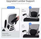 HYLONE 400lbs Heavy Duty Office Chair, 5" Thickened Seat Ergonomic Desk Chair with Adjustable Armrests, Home Office Computer Chairs for Long Hours Mesh Executive Chair(White Base&Black)