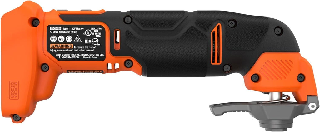 BLACK + DECKER 20V MAX Oscillating Tool, MultiTool, 6-speed, Tool Only (BDCOS20B)