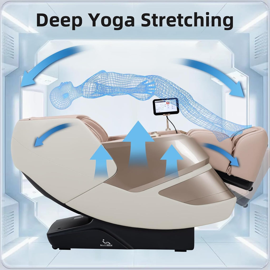 MassaMAX 2026 4D Massage Chair, Full Body Recliner with OTA Cloud Tech, Deep Yoga Stretch, 27 Auto Modes, 55" SL Track, APP & AI Voice Control, Auto Footrest, Zero Gravity, and Heating for Relaxation