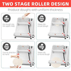 Commercial Pizza Dough Roller Sheeter, Max 16, Automatic 370W Electric Pizza Dough Roller, Stainless Steel, Suitable for Noodle, Pizza Bread and Pasta Maker Equipment