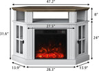 YESHOMY Corner Fireplace TV Stand for Television up to 55" with Storage Cabinets, Entertainment Center, Media Console for Living Room, Bedroom, White＆Rustic