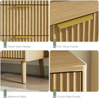 LYNSOM 55" Wide Fluted Dresser for Bedroom with 6 Drawer, Modern Chest of Drawers with Curved Profile Design and Metal Handles, Wood Dresser TV Stand & Storage Organizer for Living Room, Oak