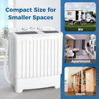 COSTWAY Portable Washing Machine, Twin Tub 20 Lbs Capacity, Compact Laundry Washer(12 Lbs) and Spinner(8 Lbs), Durable Design, Timer Control, Perfect for RV, Apartments and Dorms, Grey+White