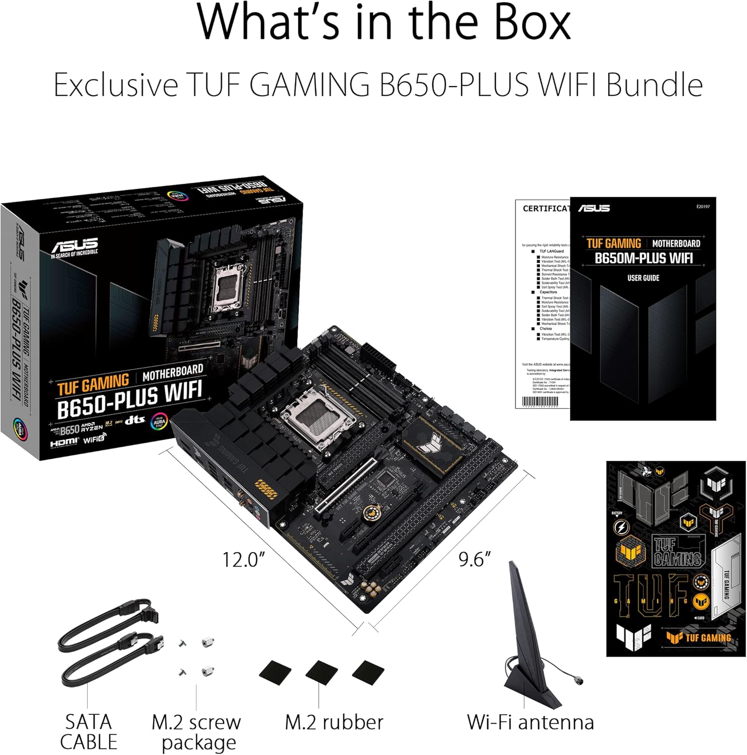 ASUS TUF Gaming B650-PLUS WiFi AMD B650 AM5 Ryzen™ Desktop 9000 8000 and 7000 ATX Motherboard, 14 Power Stages, PCIe® 5.0 M.2, DDR5 Memory, WiFi 6 and 2.5 Gb Ethernet, USB4® Support Aura Sync