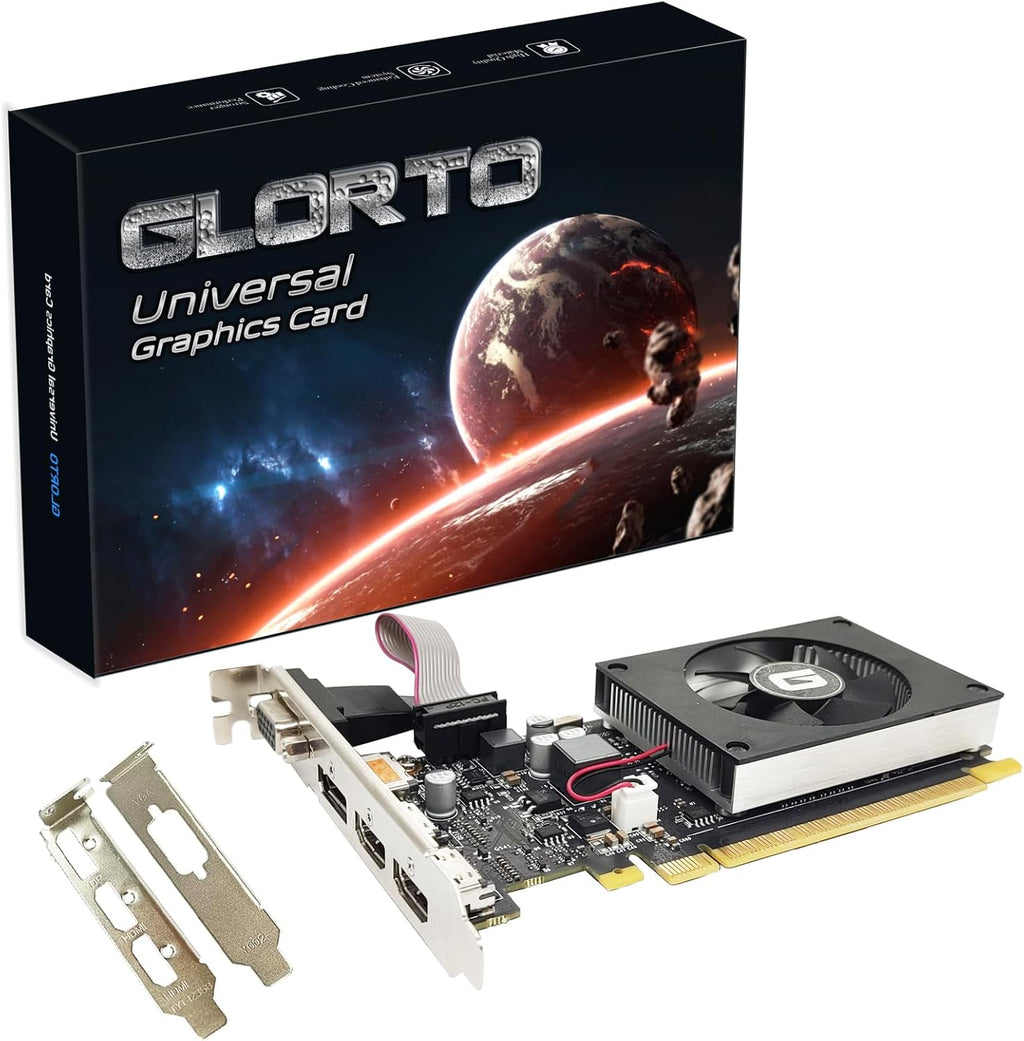 Glorto GeForce GT 730 4G Low Profile Graphics Card, 2X HDMI, DP, VGA, DDR3, PCI Express 2.0 x8, Entry Level GPU for PC, SFF and HTPC, Compatible with Windows 11
