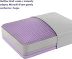 Purple DreamLayer Pillow - Standard Size, Multi-Layered GelFlex Grid & MicroAir Foam for Support & Pressure Relief - Customizable Height with Removable Foam Booster Layers