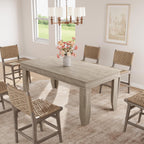 GarveeHome Farmhouse Dining Table for 4-6 People, 63 in Long Kitchen Tables with Wooden Sturdy Frame, 5 ft Large Rectangular Dinner Table for Dining Room, Kitchen, Grey, 63" Non-extendable