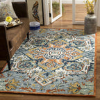 SAFAVIEH Aspen Collection Area Rug - 10' x 14', Blue & Rust, Handmade Boho Wool, Ideal for High Traffic Areas in Living Room, Bedroom (APN312A)