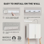 Wall Storage Cabinets - Large Kitchen Laundry Wall Amount Cabinets with Two Shaker Doors and Adjustable Shelf, One of 2pcs,in White