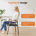 Sweetcrispy Mesh Back Stacking Arm Chairs, Upholstered Fabric Stacking Chairs, Sturdy Metal Office Chairs, Easy to Use and Store, Outdoor and Indoor, for Home, School, Party, Church, 2 Pack Grey
