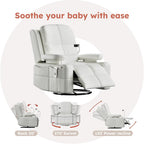 MAMAZING Lullapod Pro Oversized Rocking Chair Nursery with Adjustable Armrests, Electric Glider Nursing Chair for Breastfeeding, Power Swivel Recliner Chairs, Oeko-TEX & FSC Certified (Off White)