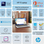 HP 17 Laptop Business 2025  Lifetime MS Office  17.3" HD+ Computer  8-Core Intel i3 Processor  16GB RAM  1TB Storage (500GB SSD + 500GB Ext)  Wi-Fi 6  Long Battery  MarxsolAccessory  Win 11 Pro