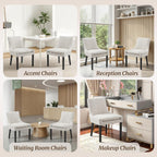 Dining Chairs Set of 4, Upholstered Corduroy Dining Room Chair with Wood Legs, Mid-Back Padded Kitchen Side Chairs for Dining Room, Beige