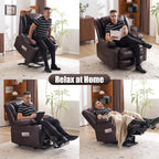 Power Lift Recliner Chair for Elderly, Oversized Leather Lift Chair with Heat and Massage, Dual Motor Zero Gravity Power Recliner Chair with Adjustable Headrest, Cup Holder & USB Port