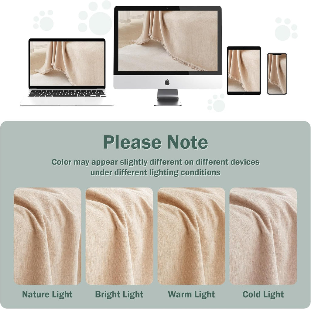 MEETSKY Sectional Couch Covers L Shape, 2 Pieces Chenille Washable Sofa Covers, Furniture Protector for Pets, Kids, Sofa Slipcover for 3-4 Cushion Couch (XX-Large, 71"x118"+91"x134", Khaki)