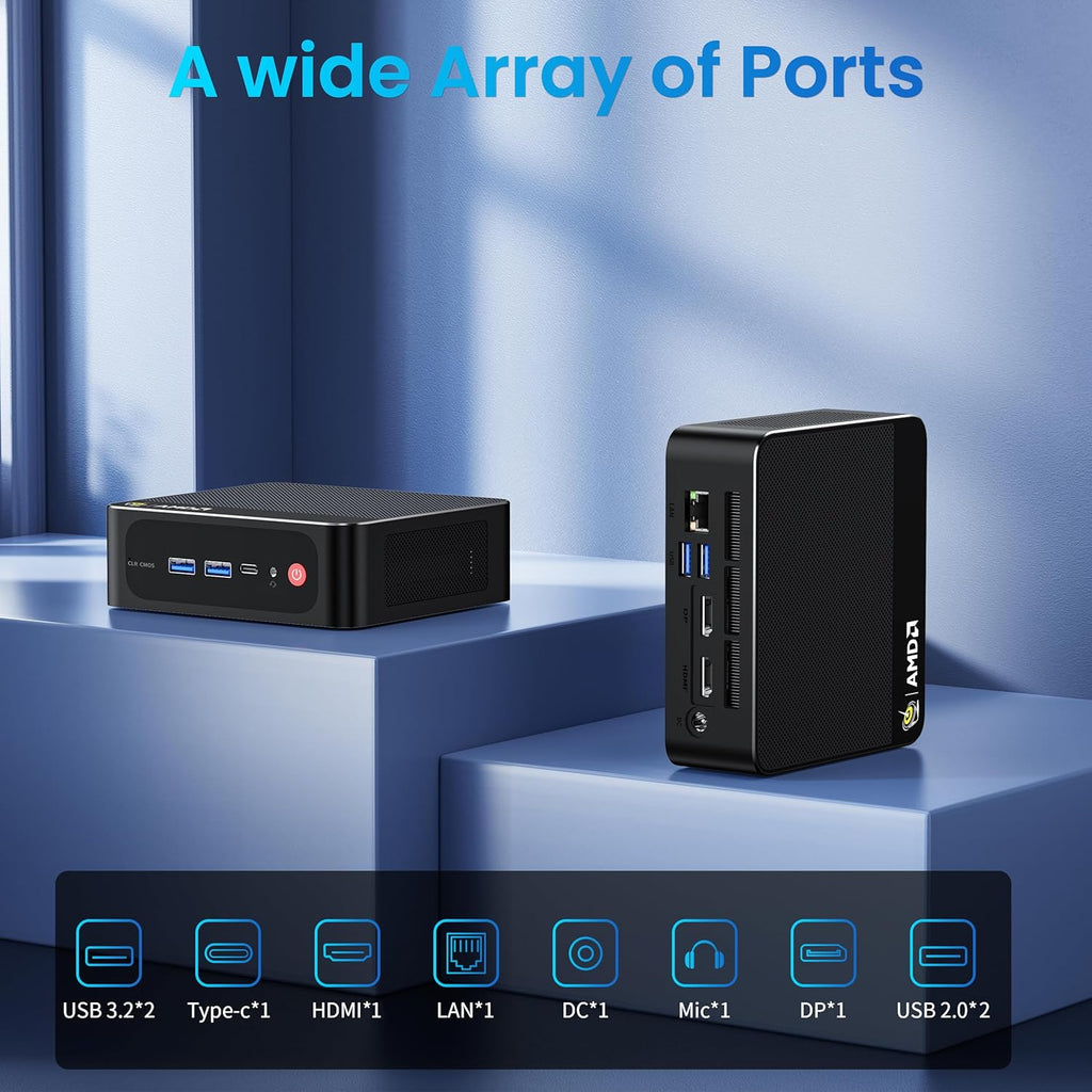 Beelink Mini PC AMD Ryzen 7 6800U Up to 4.7GHz 8C/16T  24GB LPDDR5 RAM 500GB M.2 SSD  SER5 MAX Mini Computer Support 2.5GLAN/4K Triple Screen Display(HDMI+DP+Type-C)/WiFi6/BT5.4/Home/Office