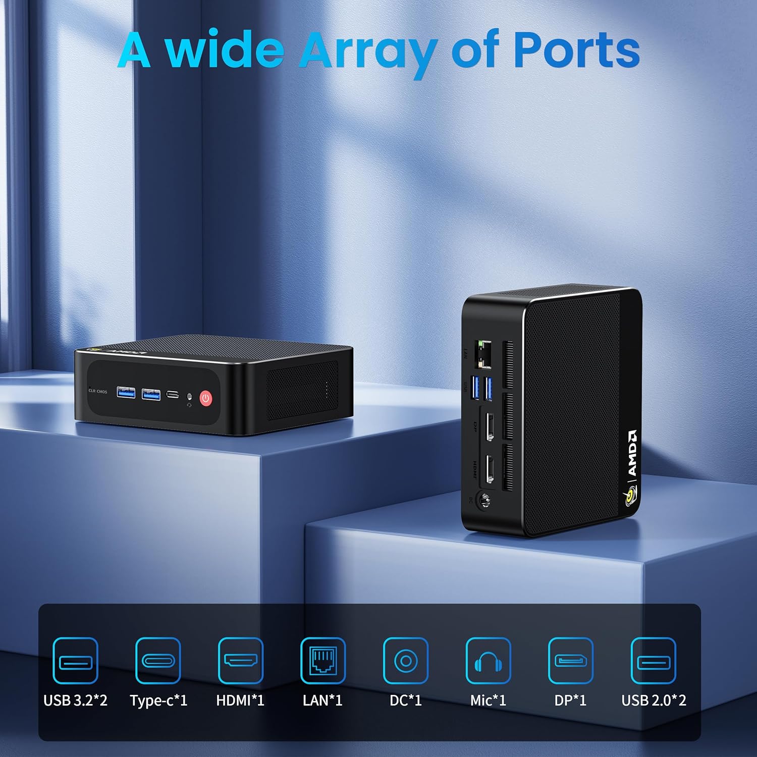 Beelink Mini PC AMD Ryzen 7 6800U Up to 4.7GHz 8C/16T  24GB LPDDR5 RAM 500GB M.2 SSD  SER5 MAX Mini Computer Support 2.5GLAN/4K Triple Screen Display(HDMI+DP+Type-C)/WiFi6/BT5.4/Home/Office