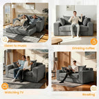 Winzon Boneless Loveseat, 3 in 1 Convertible Sofa Bed Sleeper Sofa Floor Futon Bed with 4 Pillows, 55" Grey Boneless Couch for Living Room, Guest Room, Small Space, No Assembly Required, Corduroy