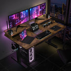 Electric Standing Desk, 63 * 30 Inches Adjustable Height with 4 Drawers, Double Storage Shelves Stand Up Desk, Home Office Workstation Sit Stand up Desk (Rustic Brown)
